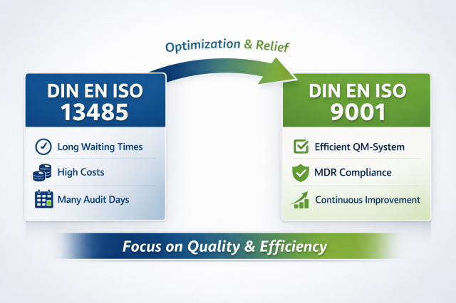 Change of standard from DIN EN ISO 13485 to DIN EN ISO 9001